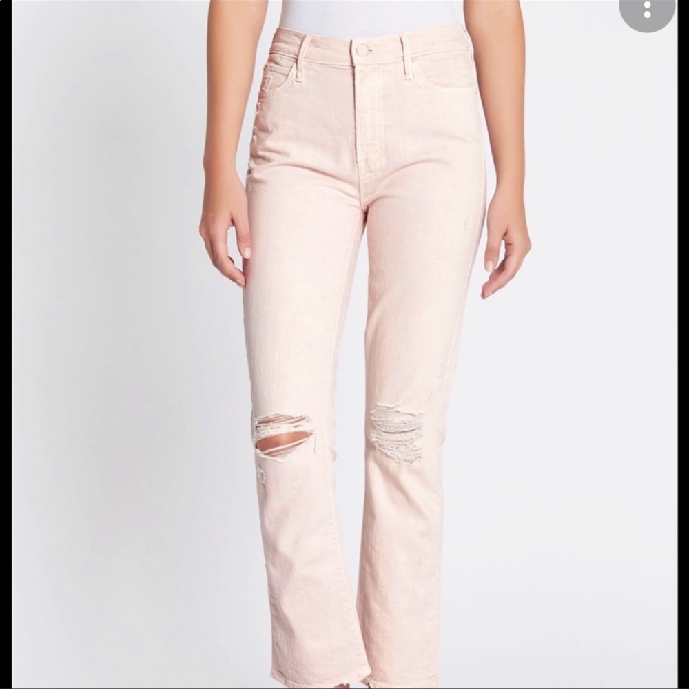 McGuire pink denim distressed jeans